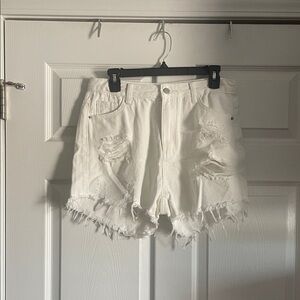SHEIN White Ripped Jean Shorts